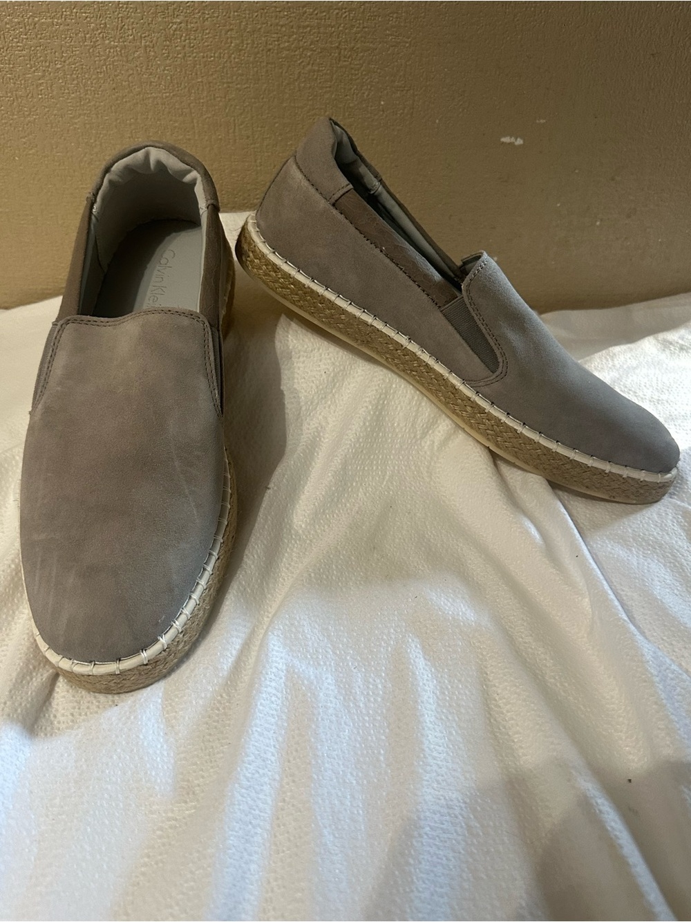 NWOB Calvin Klein Gray Suede Loafers